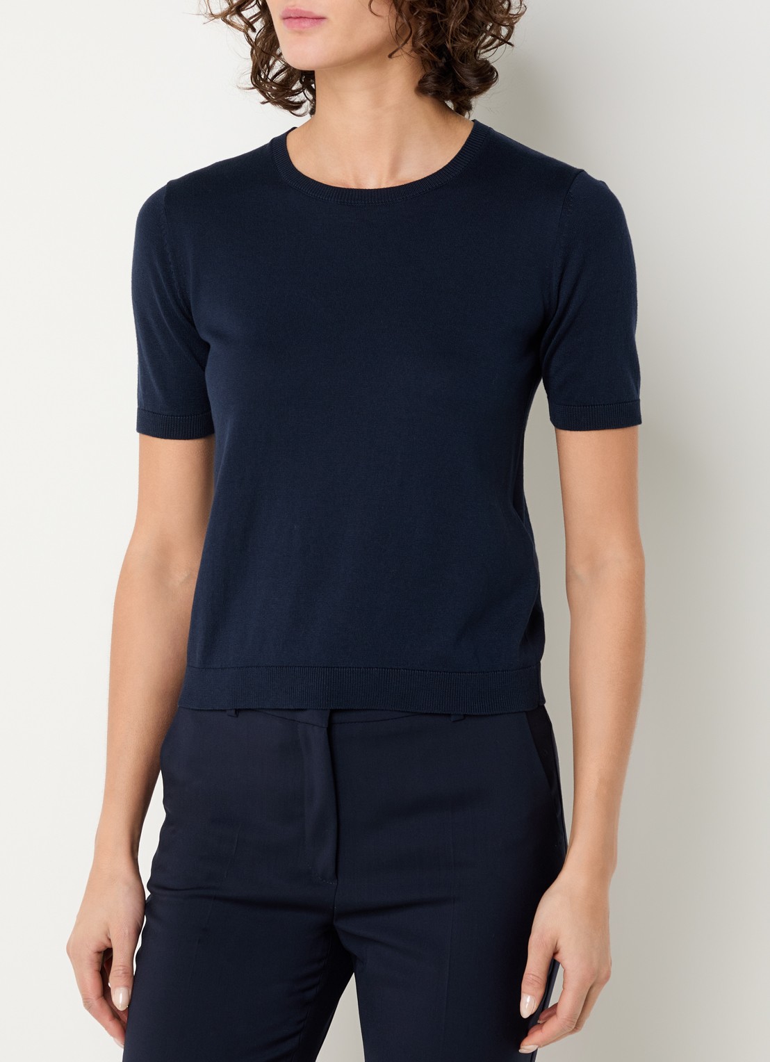 MaxMara Gabarra T-shirt van satijn - detail 2 donkerblauw