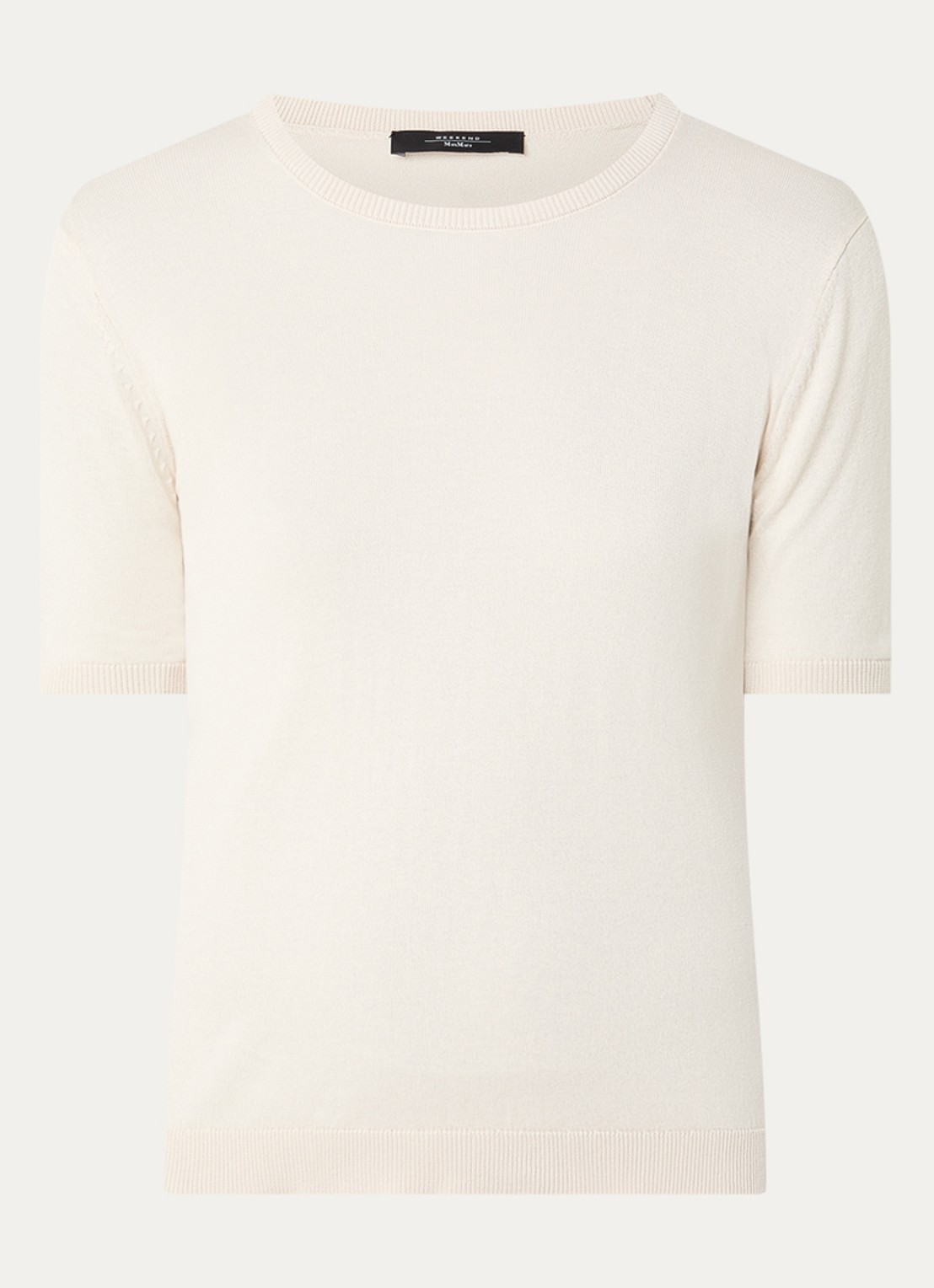MaxMara Gabarra T-shirt van satijn - voorkant vanillegeel