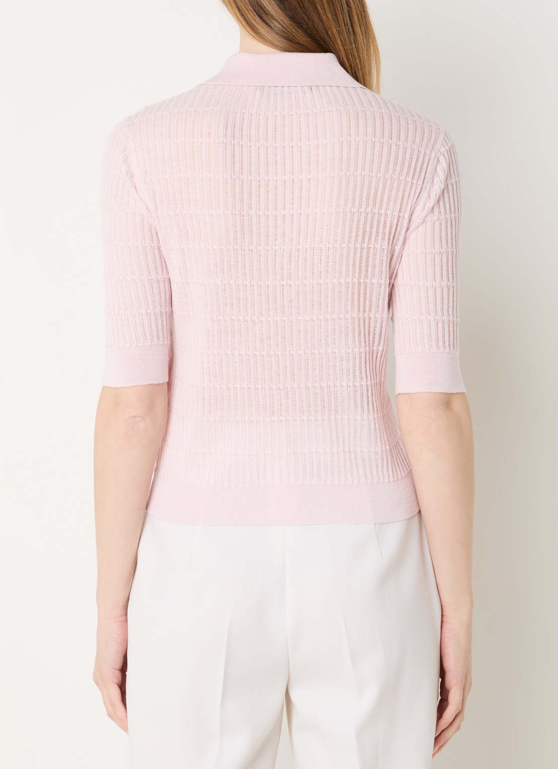 MaxMara Gallo fijngebreide top in zijdeblend - achterkant 4 lichtroze
