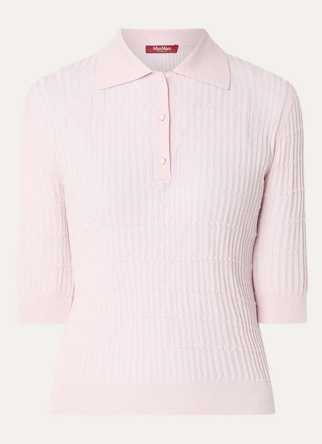 MaxMara Gallo fijngebreide top in zijdeblend - voorkant lichtroze