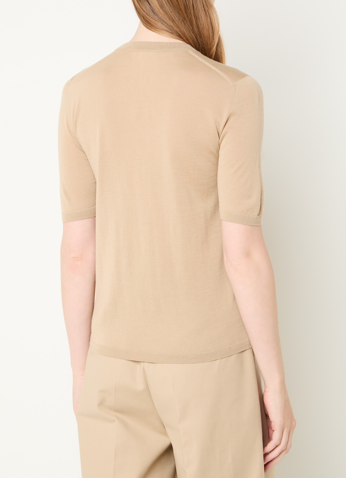 MaxMara Gerico fijngebreide top van wol  - achterkant donkerbeige