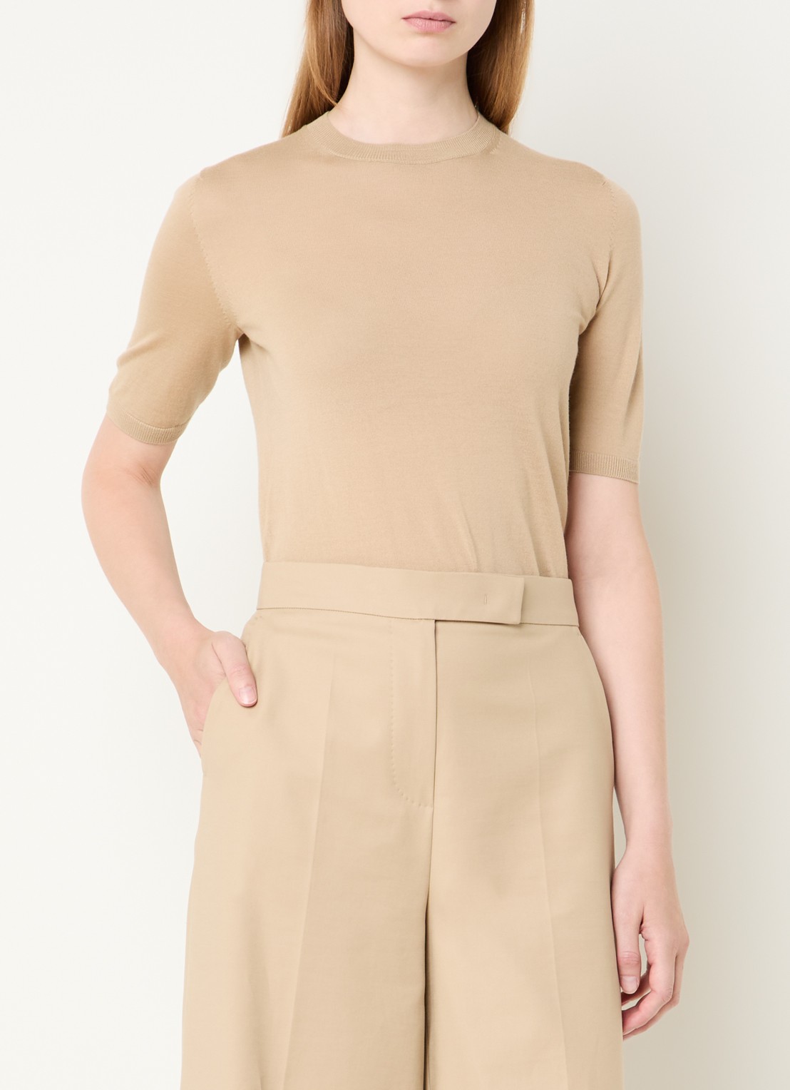 MaxMara Gerico fijngebreide top van wol  - detail 4 donkerbeige