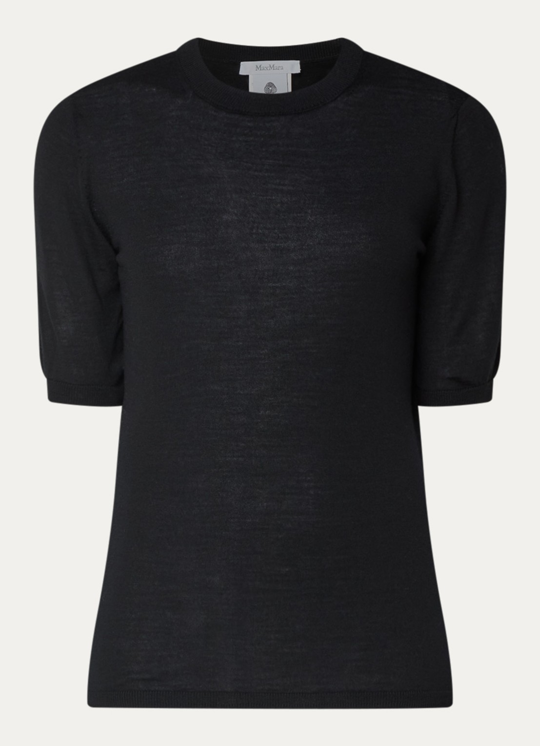 MaxMara Gerico fijngebreide top van wol  - voorkant zwart
