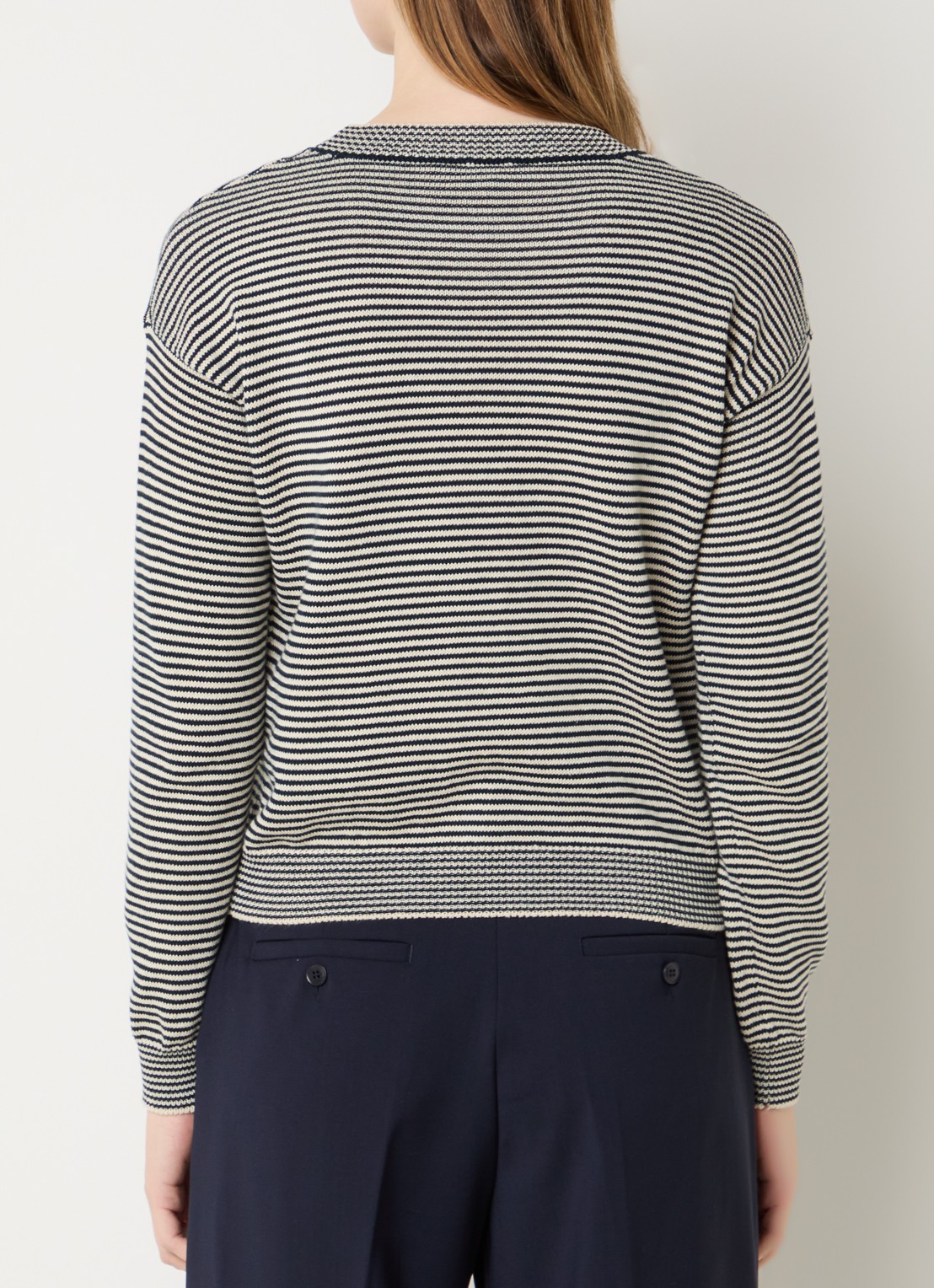 MaxMara Giovane fijngebreide trui met streepprint - achterkant 4 donkerblauw