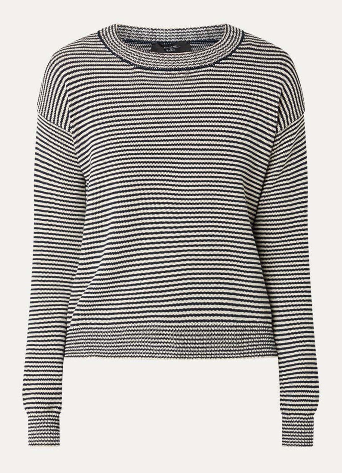 MaxMara Giovane fijngebreide trui met streepprint - voorkant donkerblauw