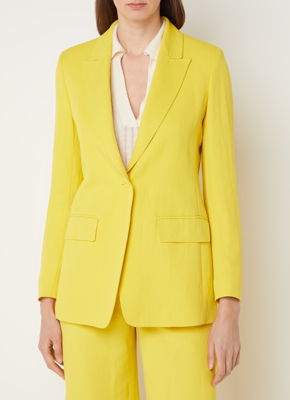 MaxMara Gitane blazer in linnenblend met klepzakken - detail 4 abrikoos