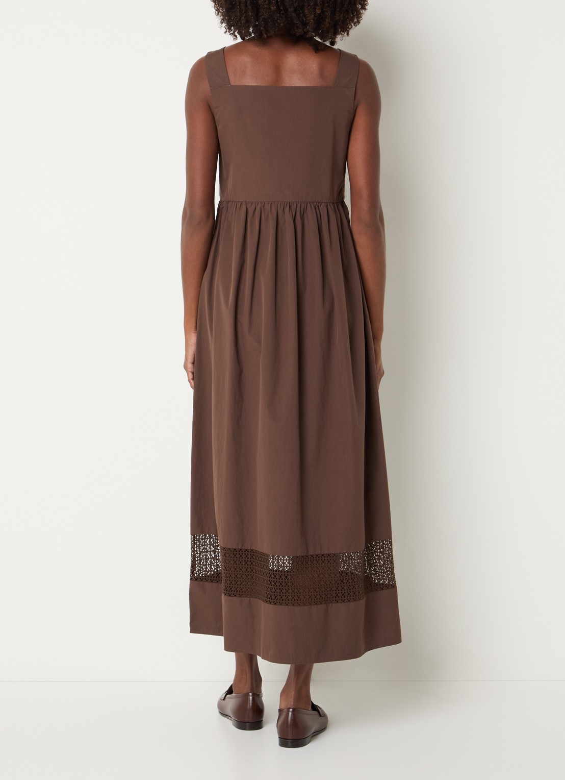 MaxMara Gola midi jurk met opengewerkt dessin - achterkant 3 bruin