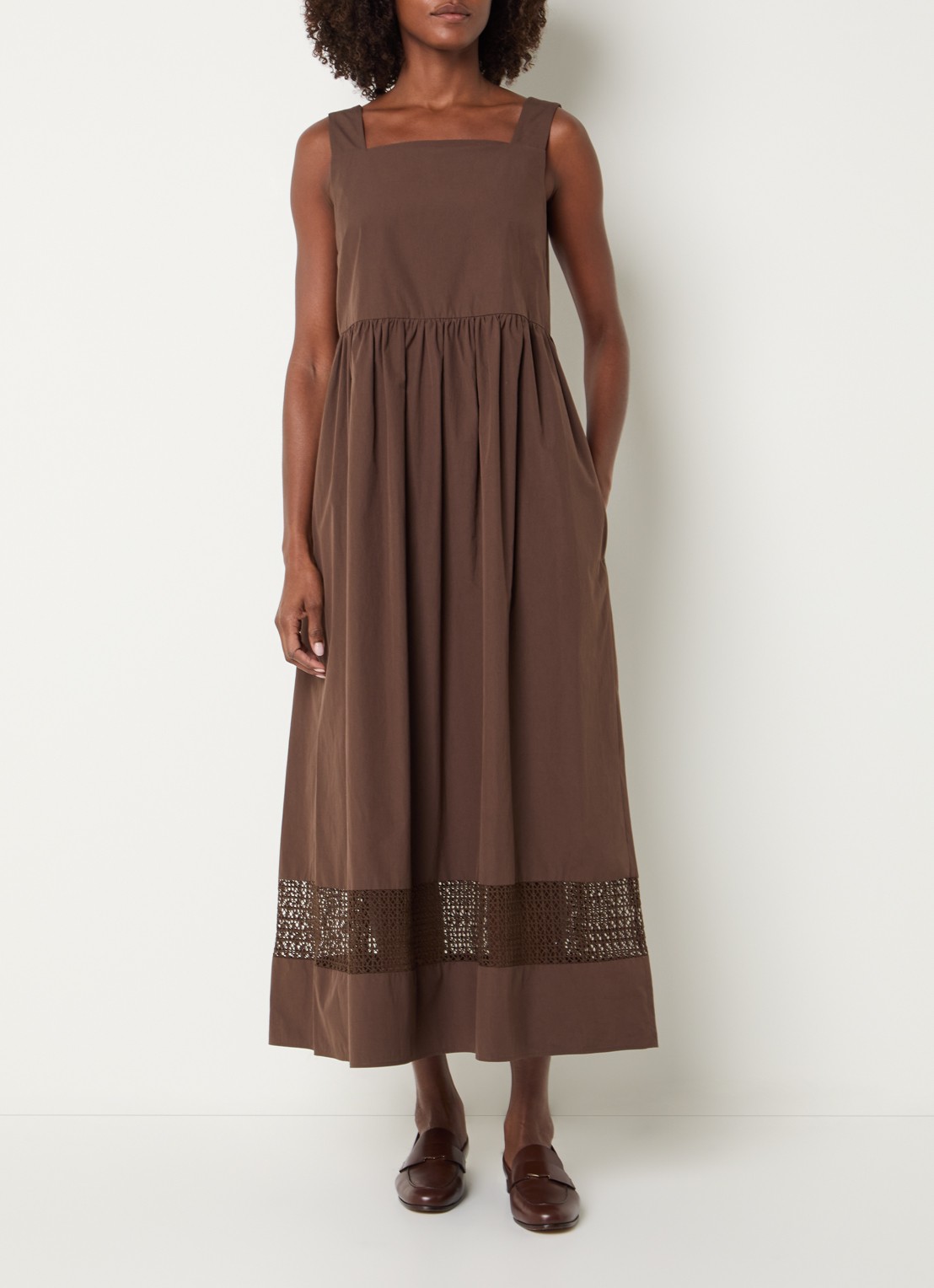 MaxMara Gola midi jurk met opengewerkt dessin - detail 4 bruin