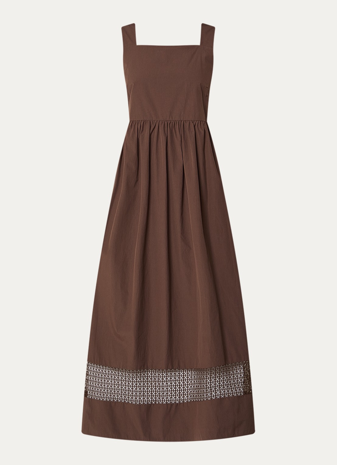 MaxMara Gola midi jurk met opengewerkt dessin - voorkant bruin