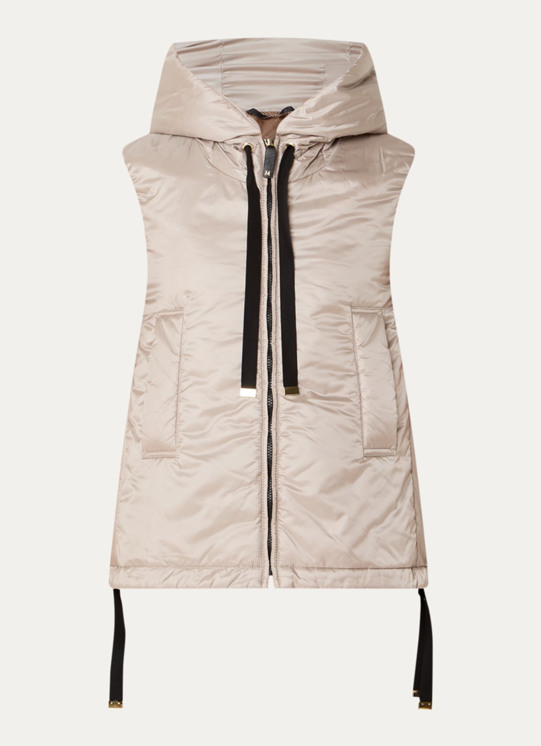 MaxMara Greengo gewatteerde bodywarmer met capuchon en waterafstotende coating - voorkant 3 beige
