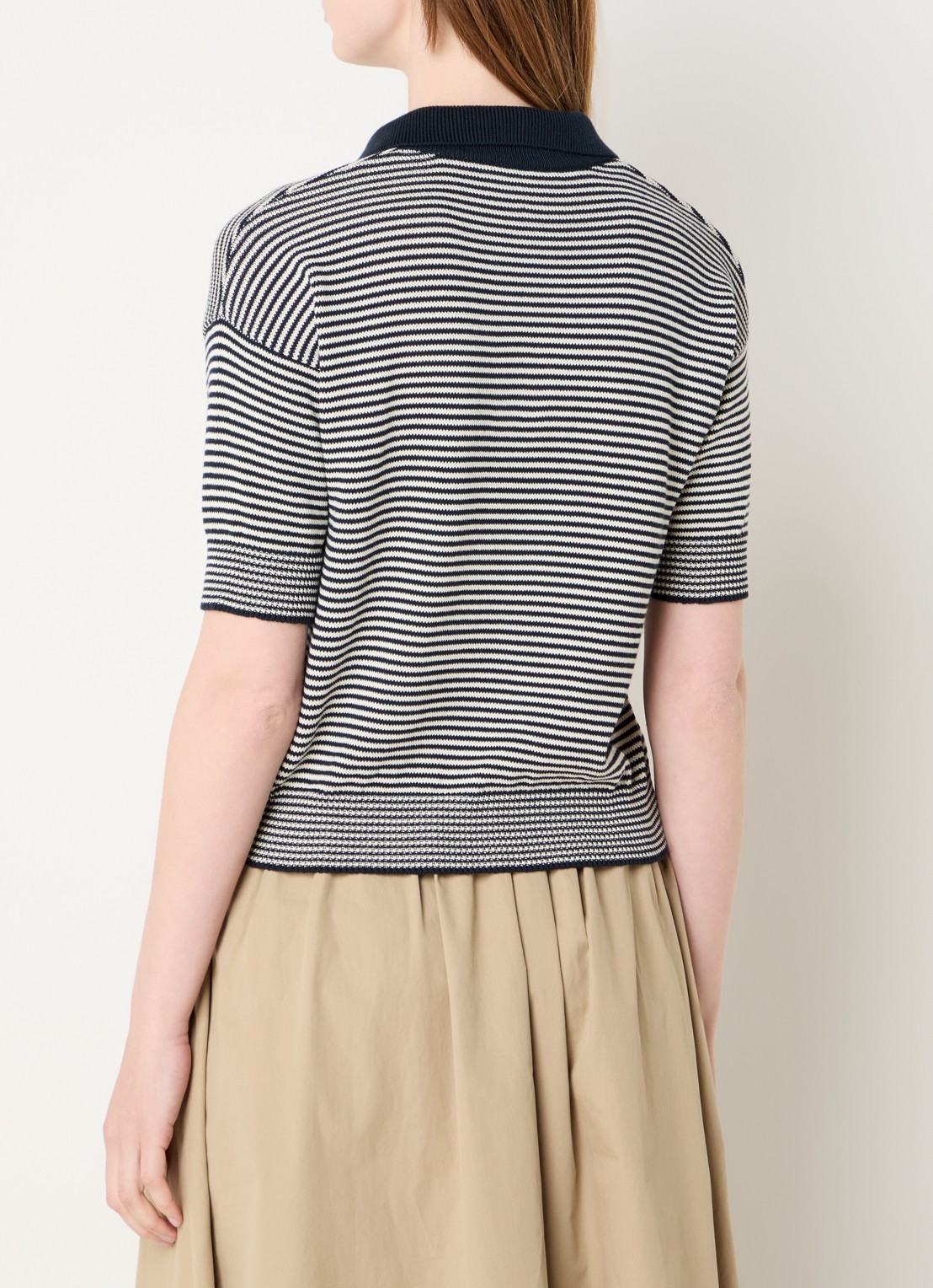 MaxMara Grofgebreide trui met streepprint - achterkant donkerblauw