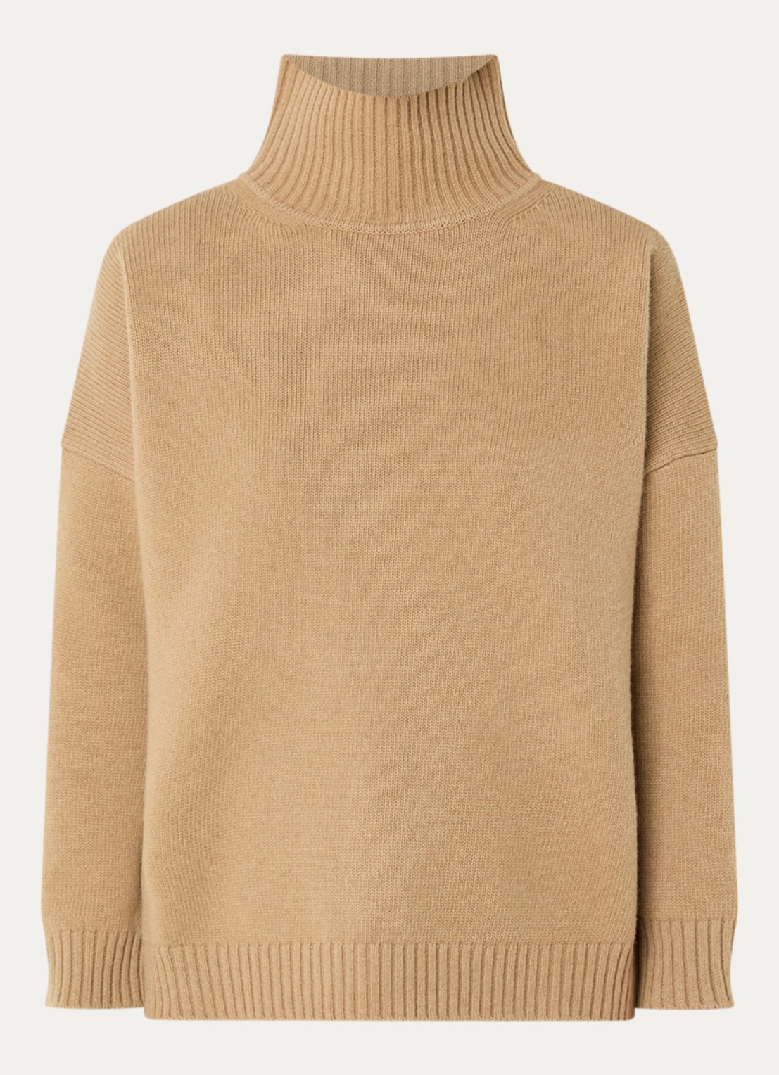 MaxMara Grofgebreide trui van wol met col - voorkant camel