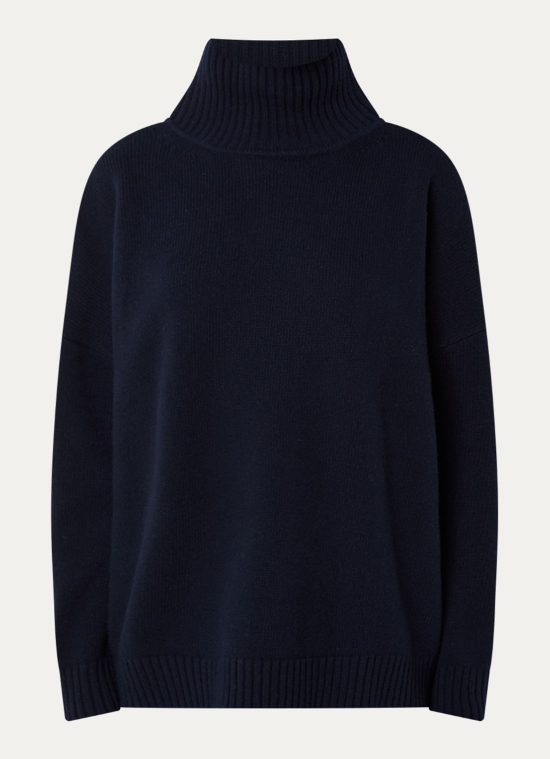 MaxMara Grofgebreide trui van wol met col - voorkant 3 donkerblauw
