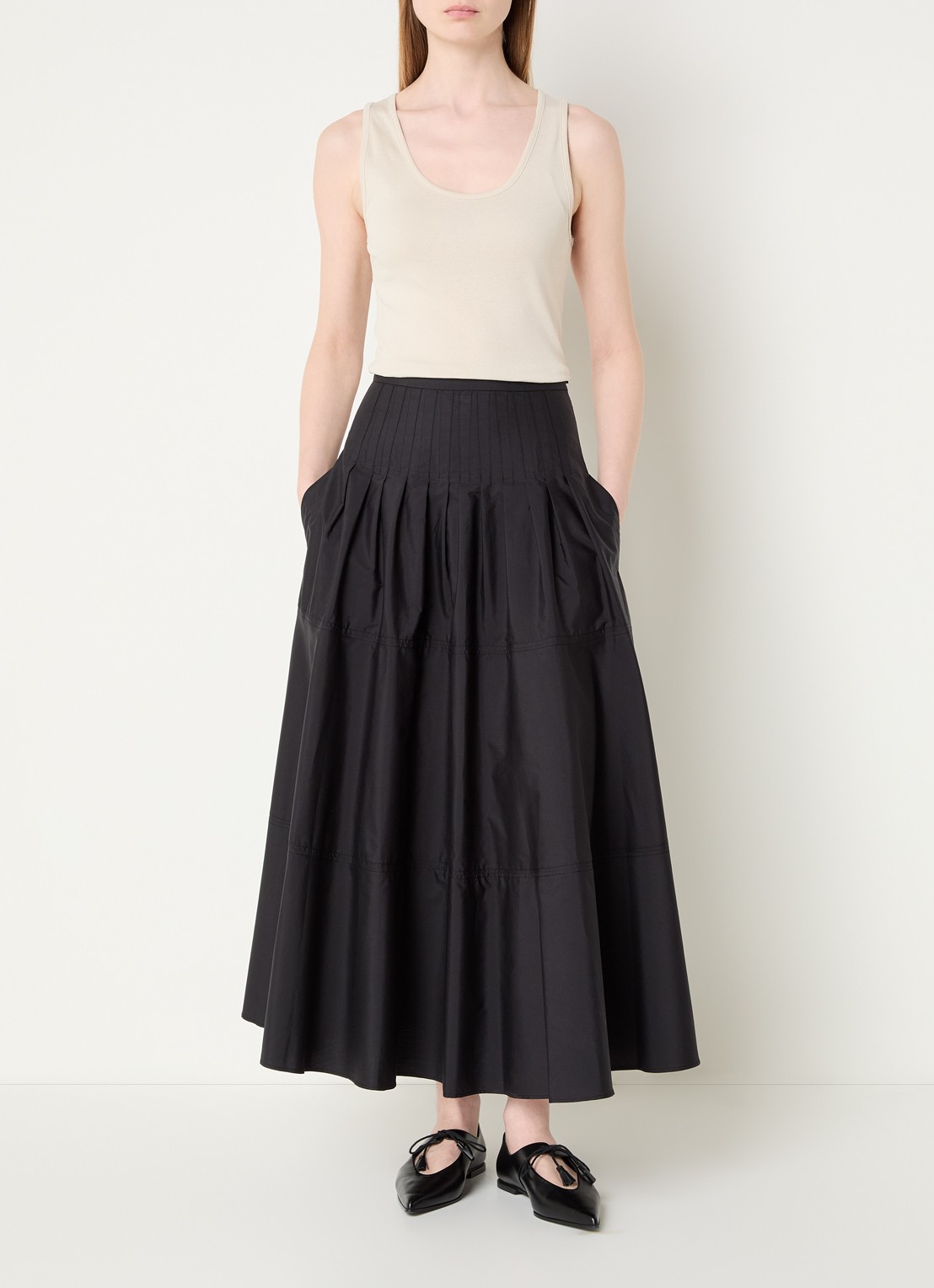 MaxMara High waist maxi A-lijn rok - voorkant 3 zwart