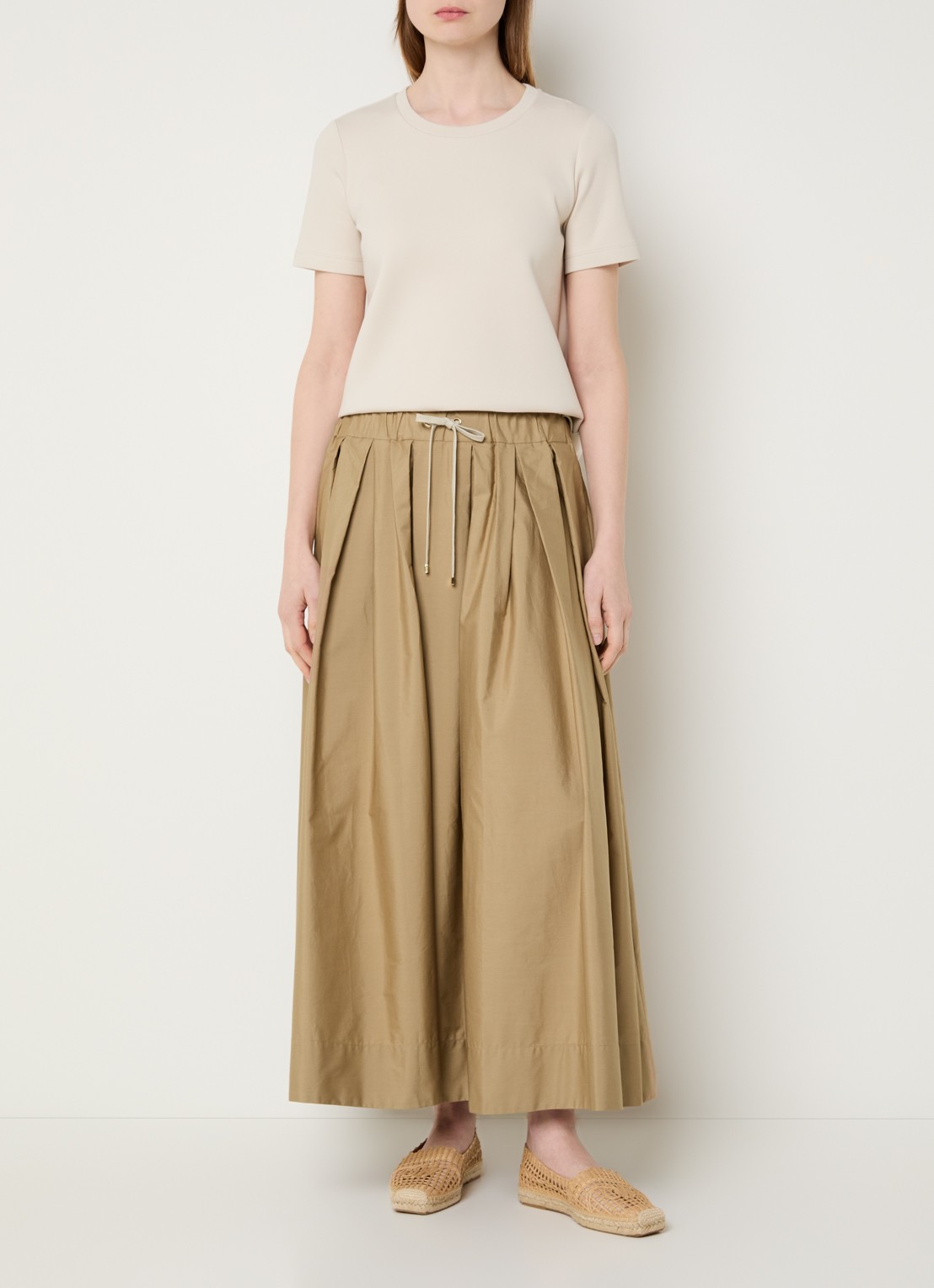 MaxMara High waist midi rok met trekkoord - voorkant 2 bruin