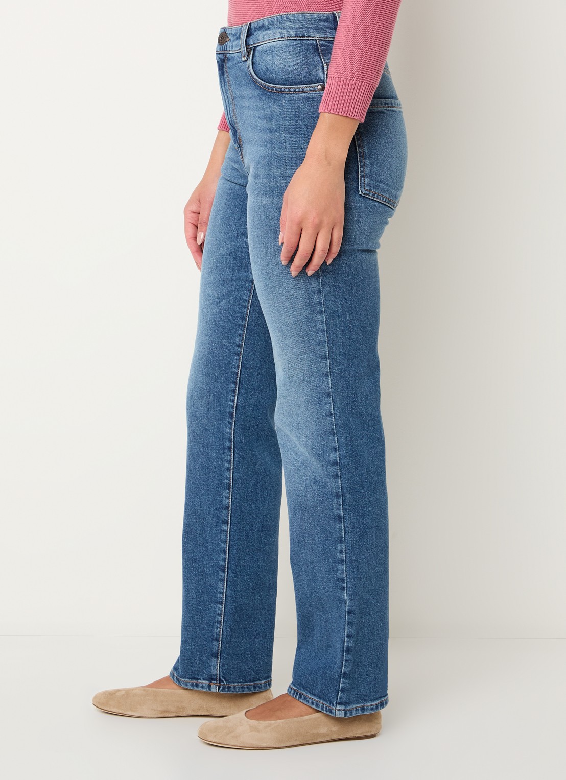 MaxMara High waist slim fit jeans met medium wassing - detail 5 indigo