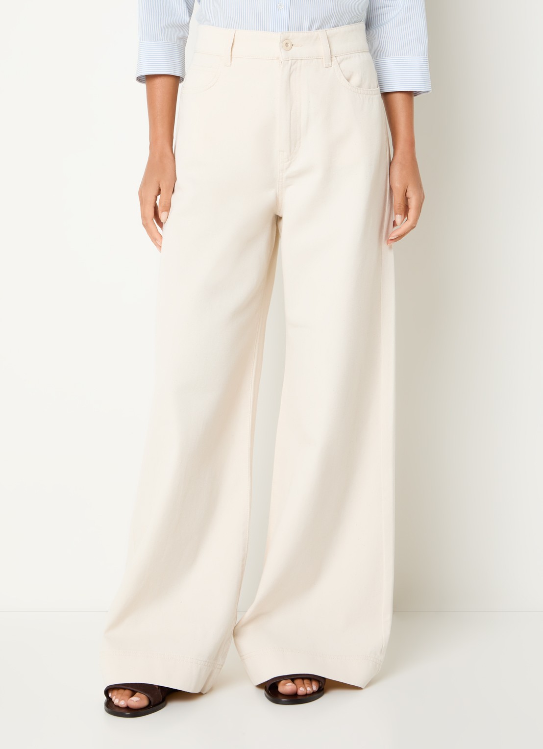 MaxMara High waist wide fit jeans met gekleurde wassing - detail 4 gebroken wit