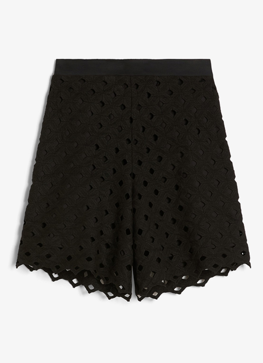 MaxMara High waist wide fit korte broek met cut out detail - voorkant zwart