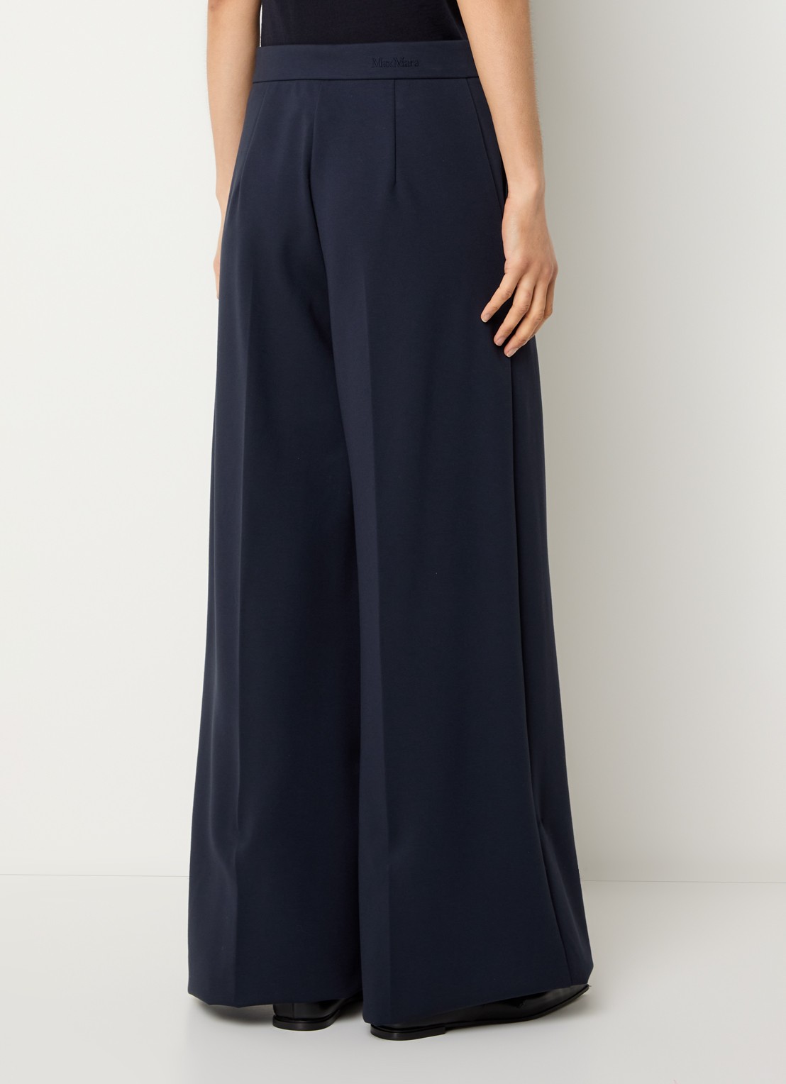 MaxMara High waist wide fit pantalon met steekzakken - achterkant 4 donkerblauw