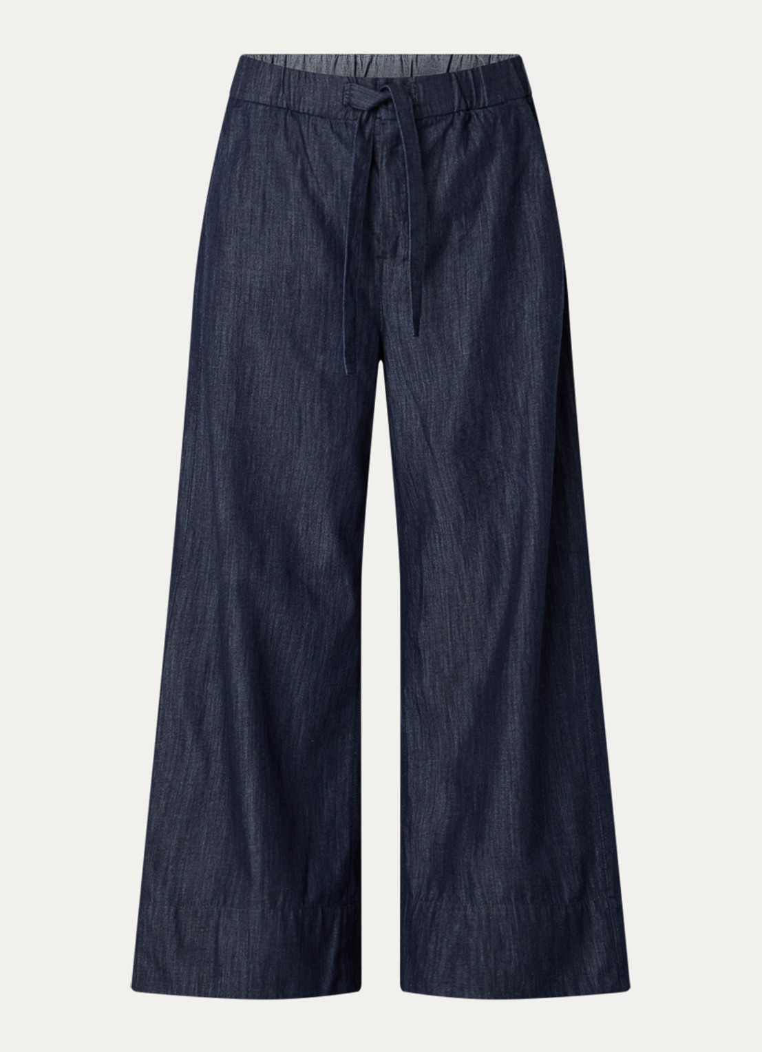 MaxMara Jour high waist wide fit broek van denim met strikceintuur - voorkant 2 indigo