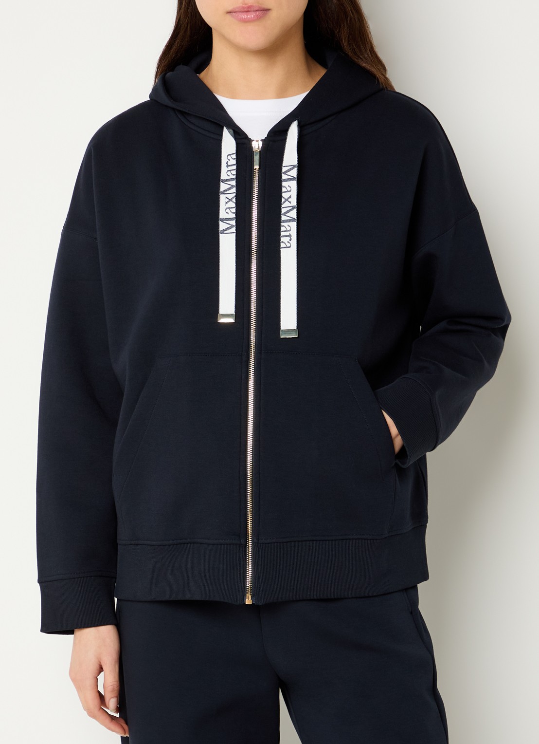 MaxMara Jour sweatvest met capuchon  - detail 2 donkerblauw