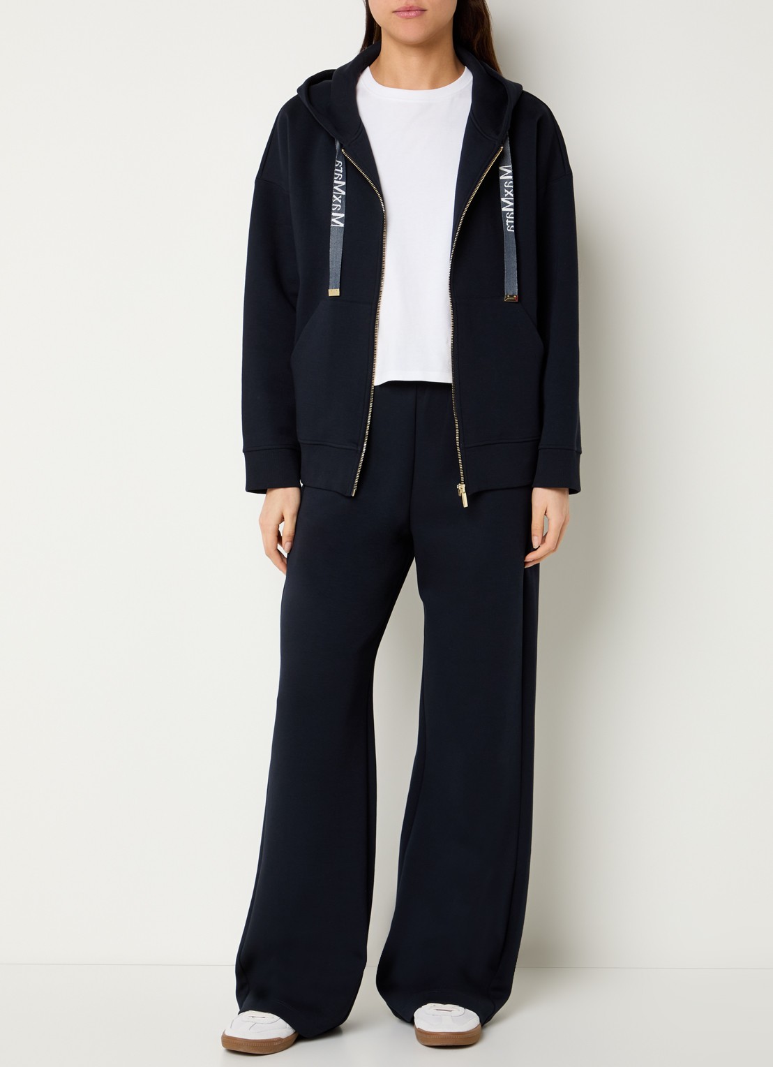MaxMara Jour sweatvest met capuchon  - voorkant 5 donkerblauw
