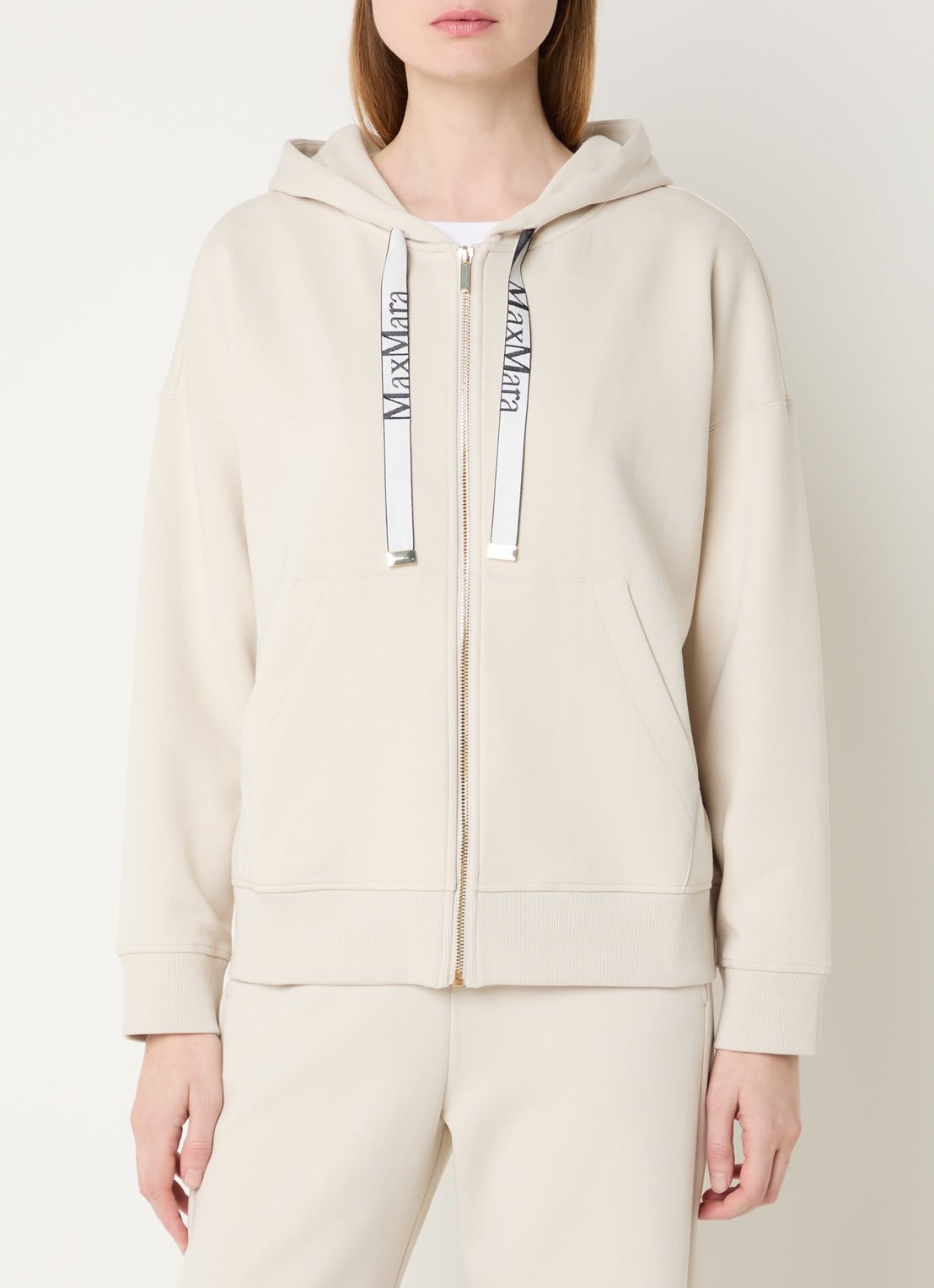 MaxMara Jour sweatvest met capuchon  - detail 4 vanillegeel