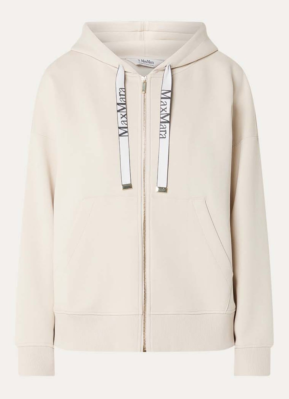 MaxMara Jour sweatvest met capuchon  - voorkant 2 vanillegeel
