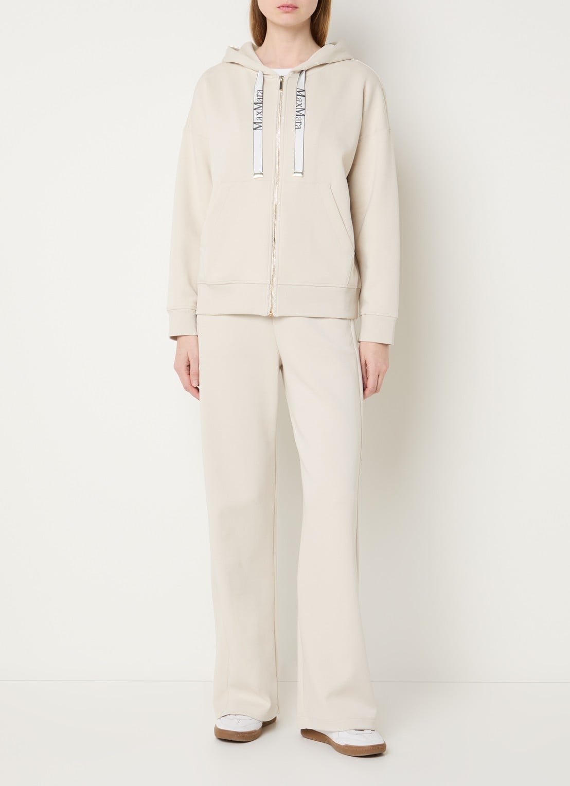 MaxMara Jour sweatvest met capuchon  - voorkant 3 vanillegeel