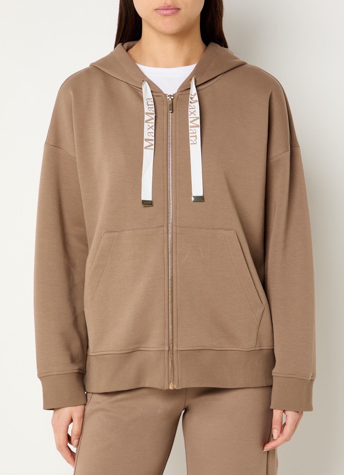 MaxMara Jour sweatvest met capuchon  - detail 4 camel