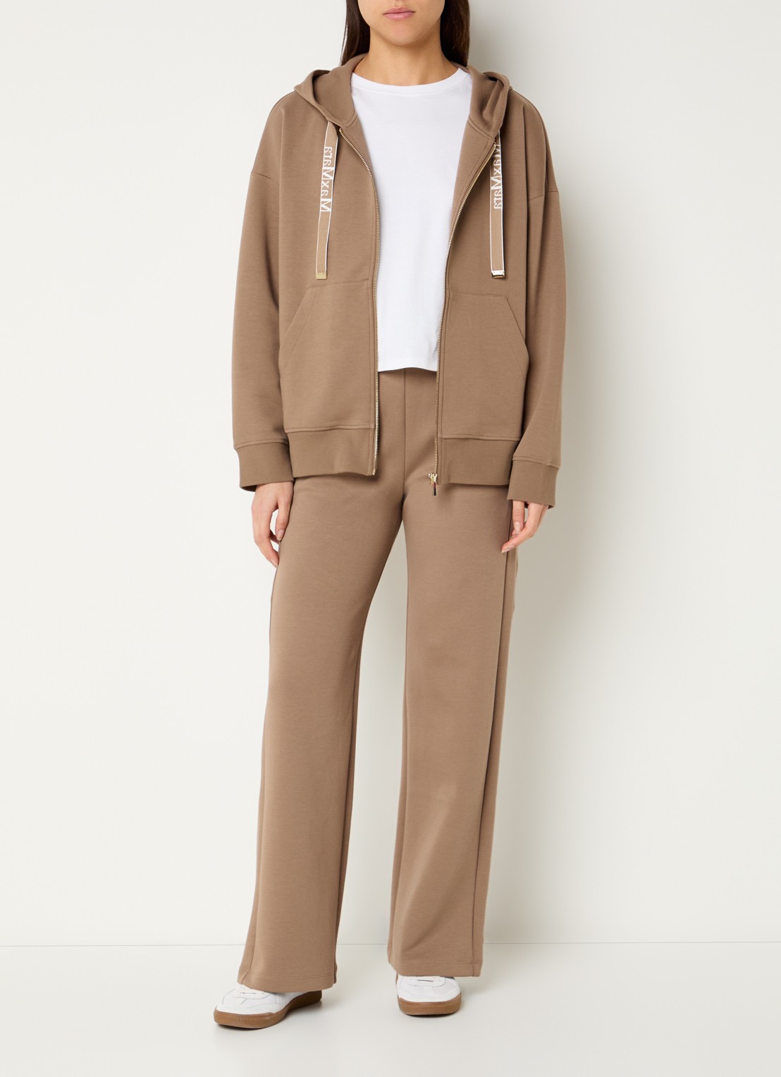 MaxMara Jour sweatvest met capuchon  - voorkant 3 camel