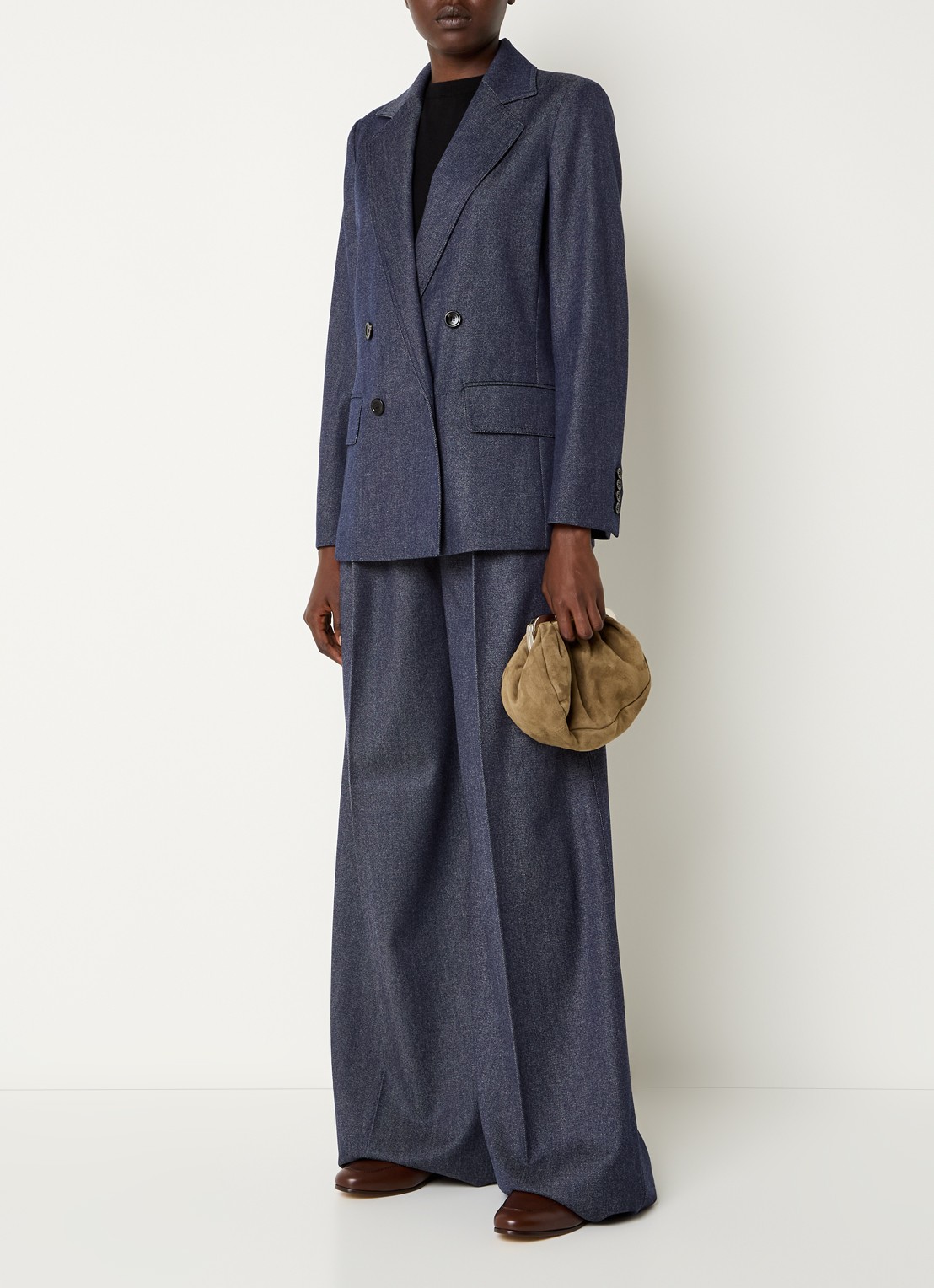 MaxMara Locarno double-breasted blazer van scheerwol met klepzakken - voorkant 2 donkerblauw