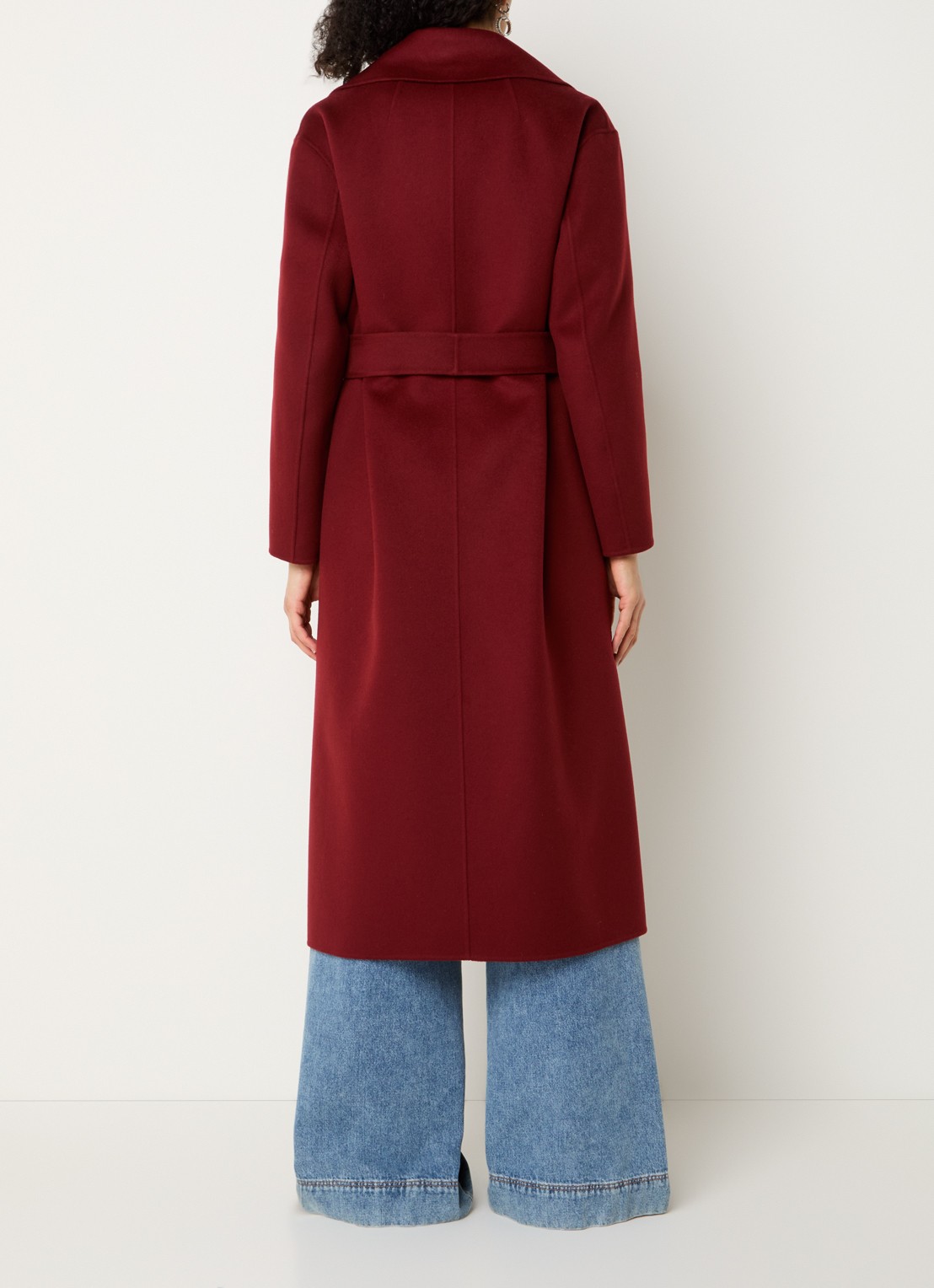 MaxMara Luna mantel van scheerwol met strikceintuur - achterkant 4 donkerrood