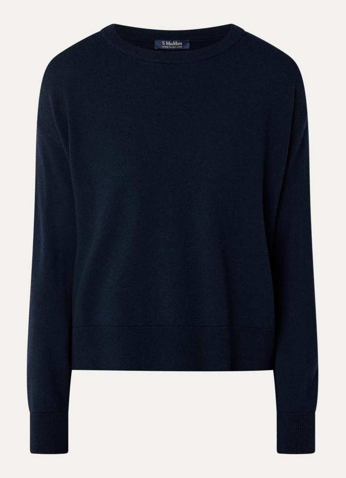 MaxMara Mabisso fijngebreide trui van wol met ronde hals - voorkant 3 donkerblauw