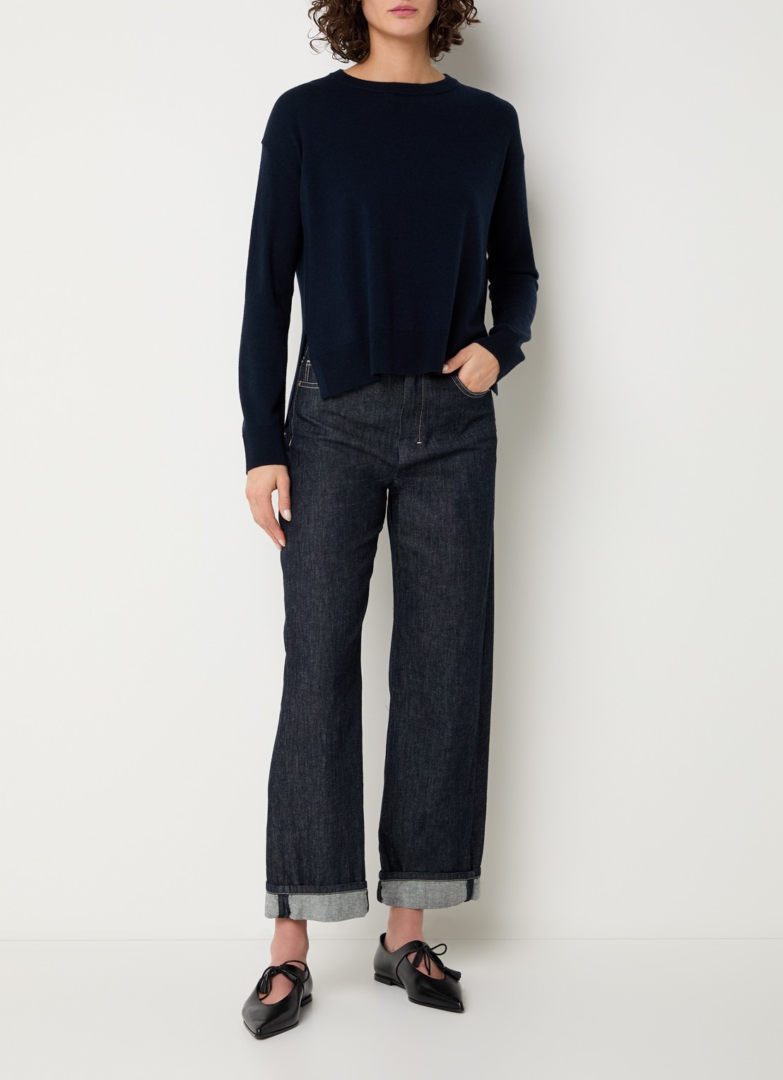 MaxMara Mabisso fijngebreide trui van wol met ronde hals - voorkant 4 donkerblauw