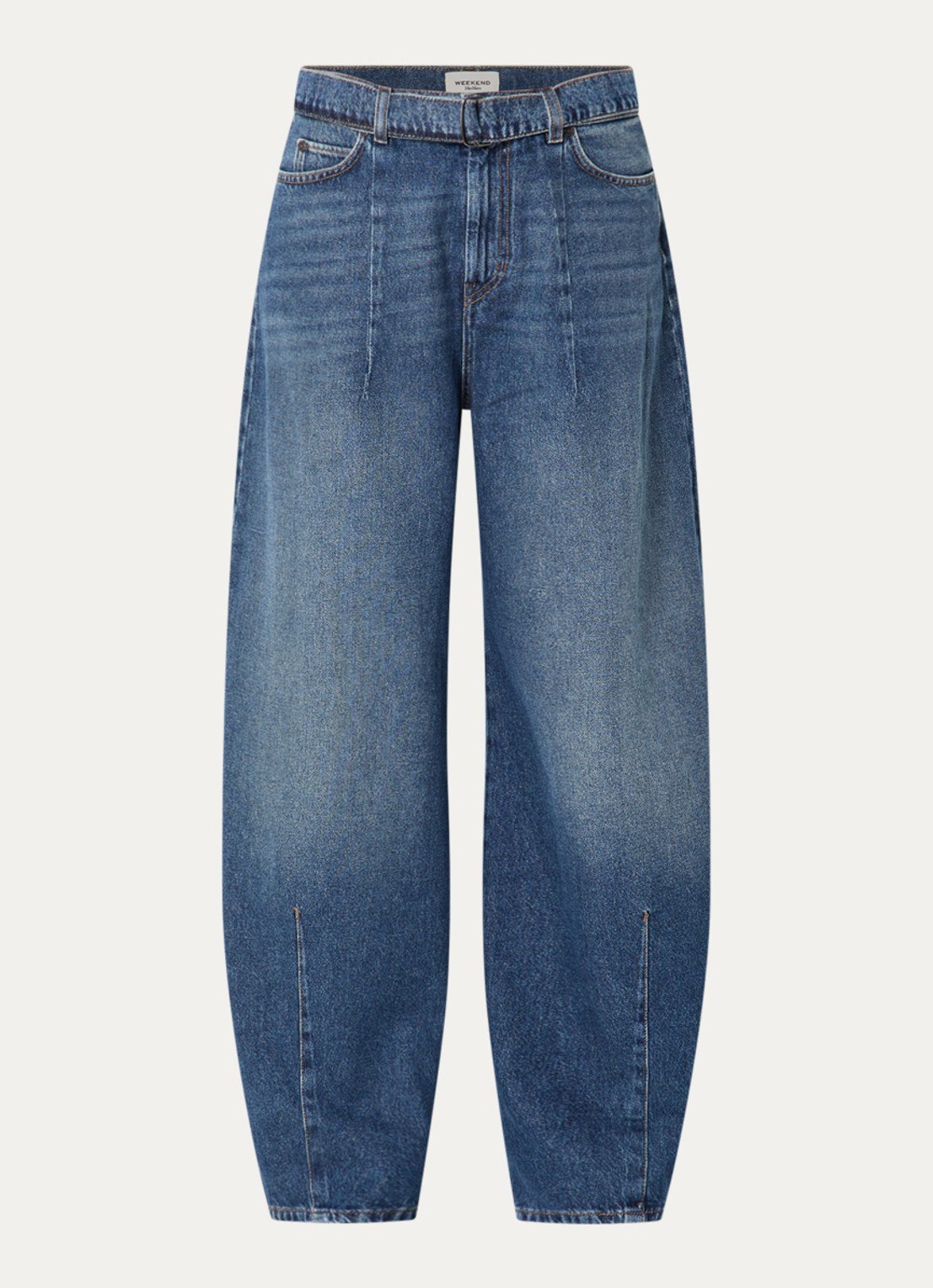 MaxMara Madia high waist wide leg jeans met medium wassing - voorkant 2 indigo