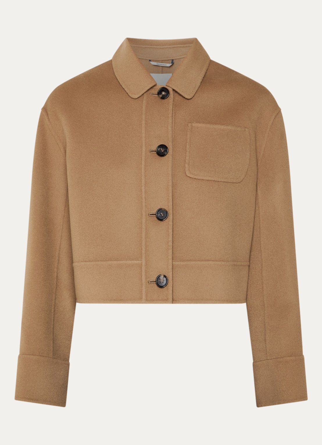 MaxMara Mantel in wolblend met borstzak - voorkant 2 camel