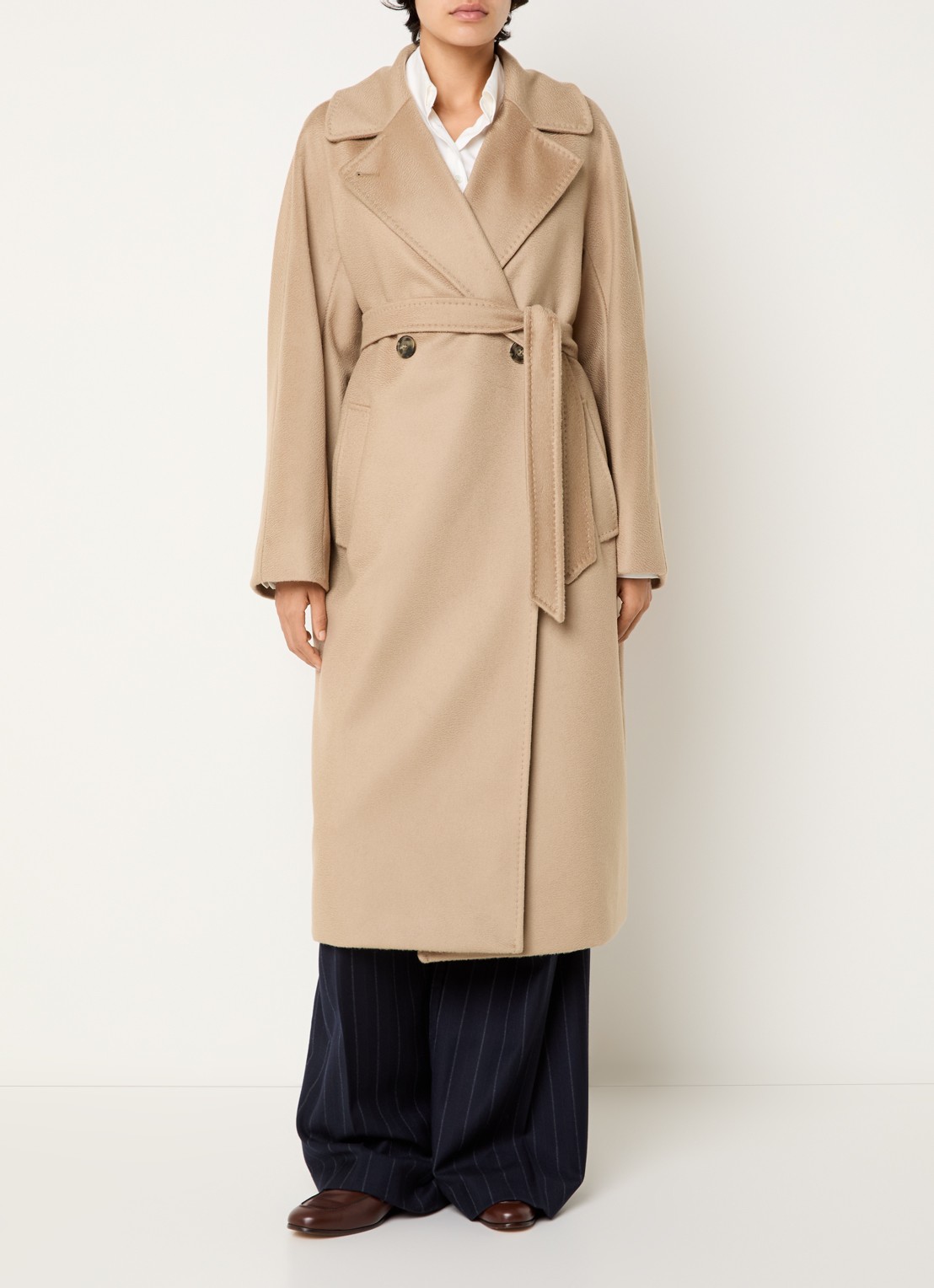 MaxMara Mantel van wol met strikceintuur - detail 6 camel