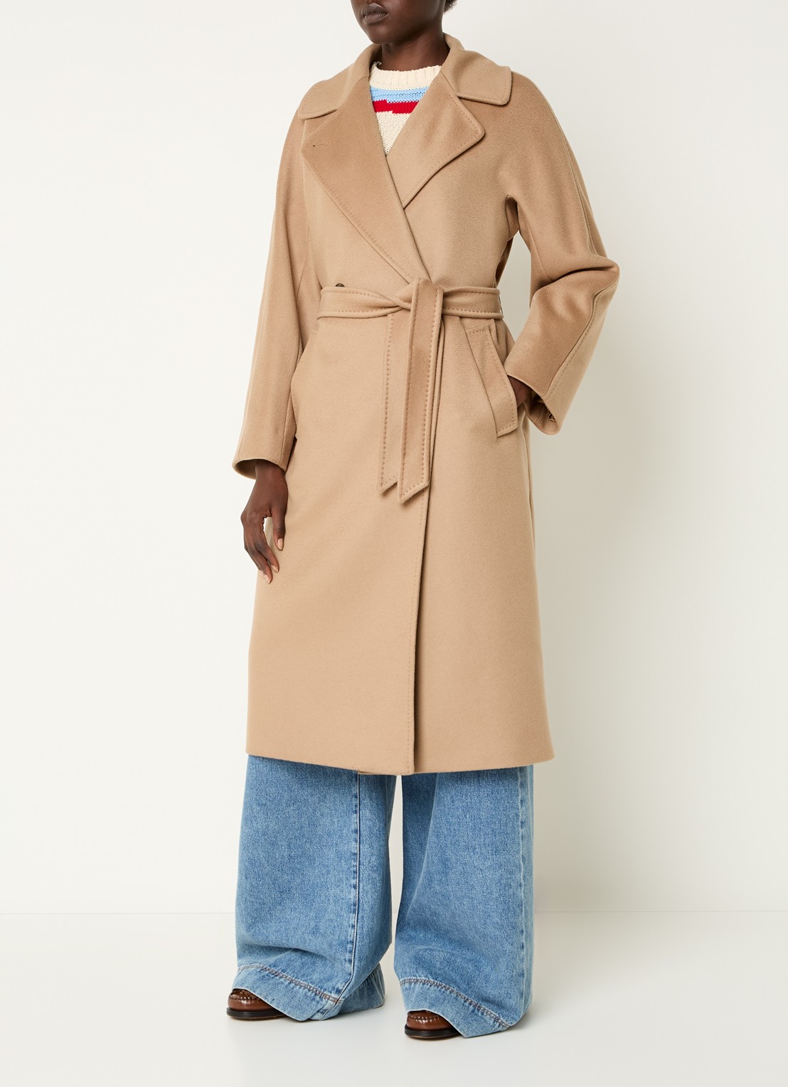 MaxMara Mantel van wol met strikceintuur - detail 7 camel