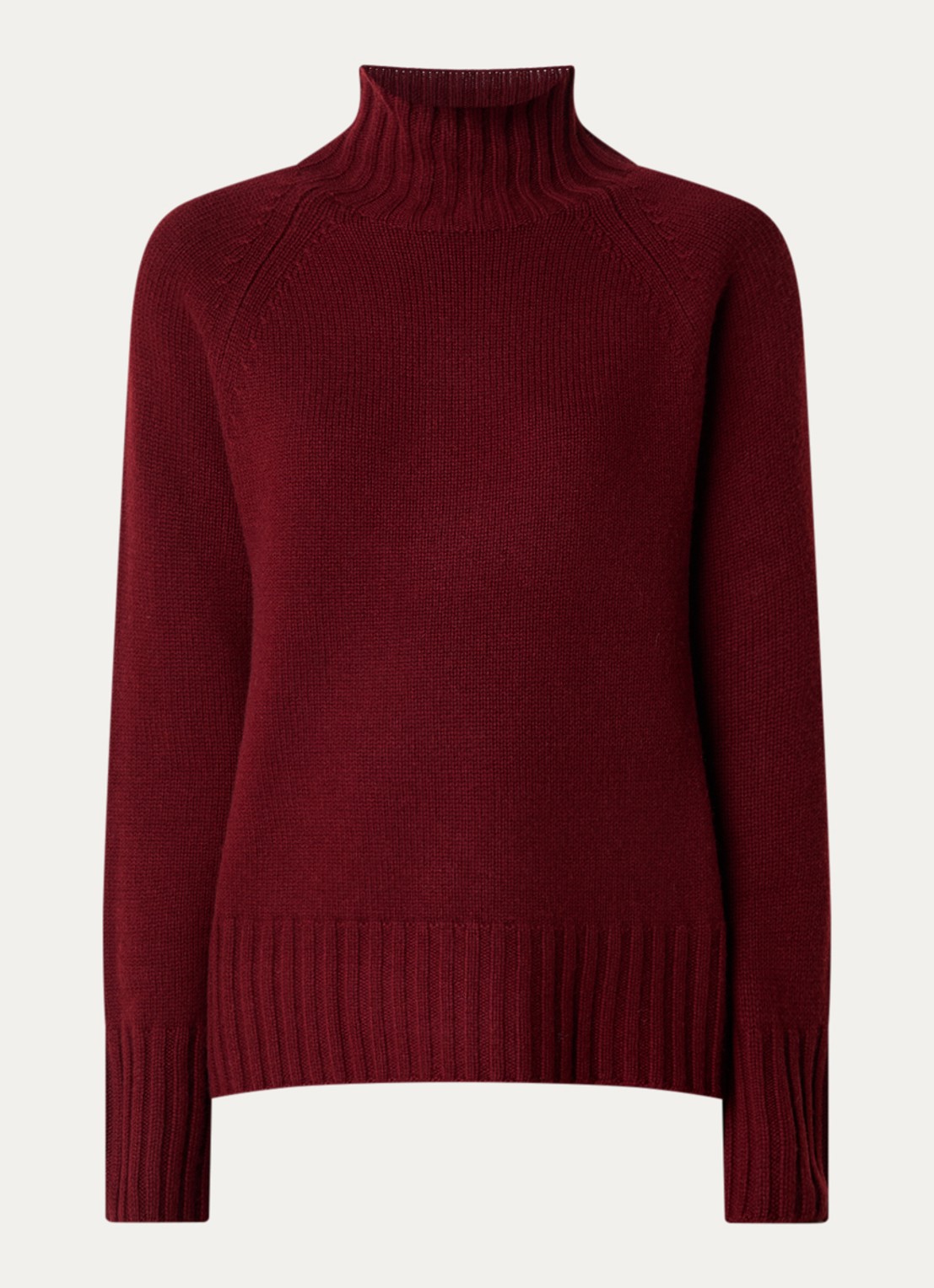 MaxMara Mantova fijngebreide trui in kasjmierblend met col - voorkant bordeauxrood