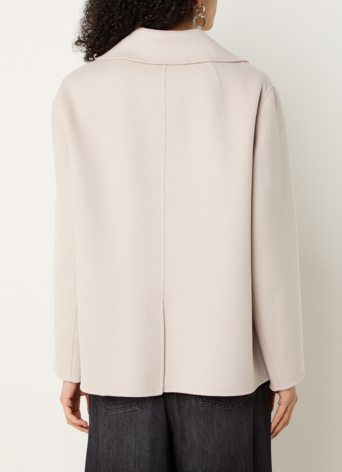 MaxMara Margot mantel van scheerwol met steekzakken - achterkant beige