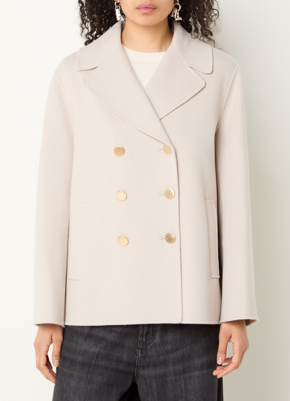 MaxMara Margot mantel van scheerwol met steekzakken - detail 2 beige