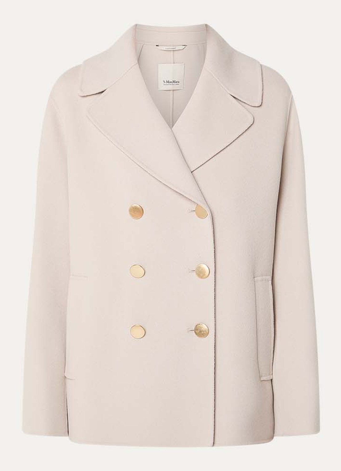 MaxMara Margot mantel van scheerwol met steekzakken - voorkant 3 beige