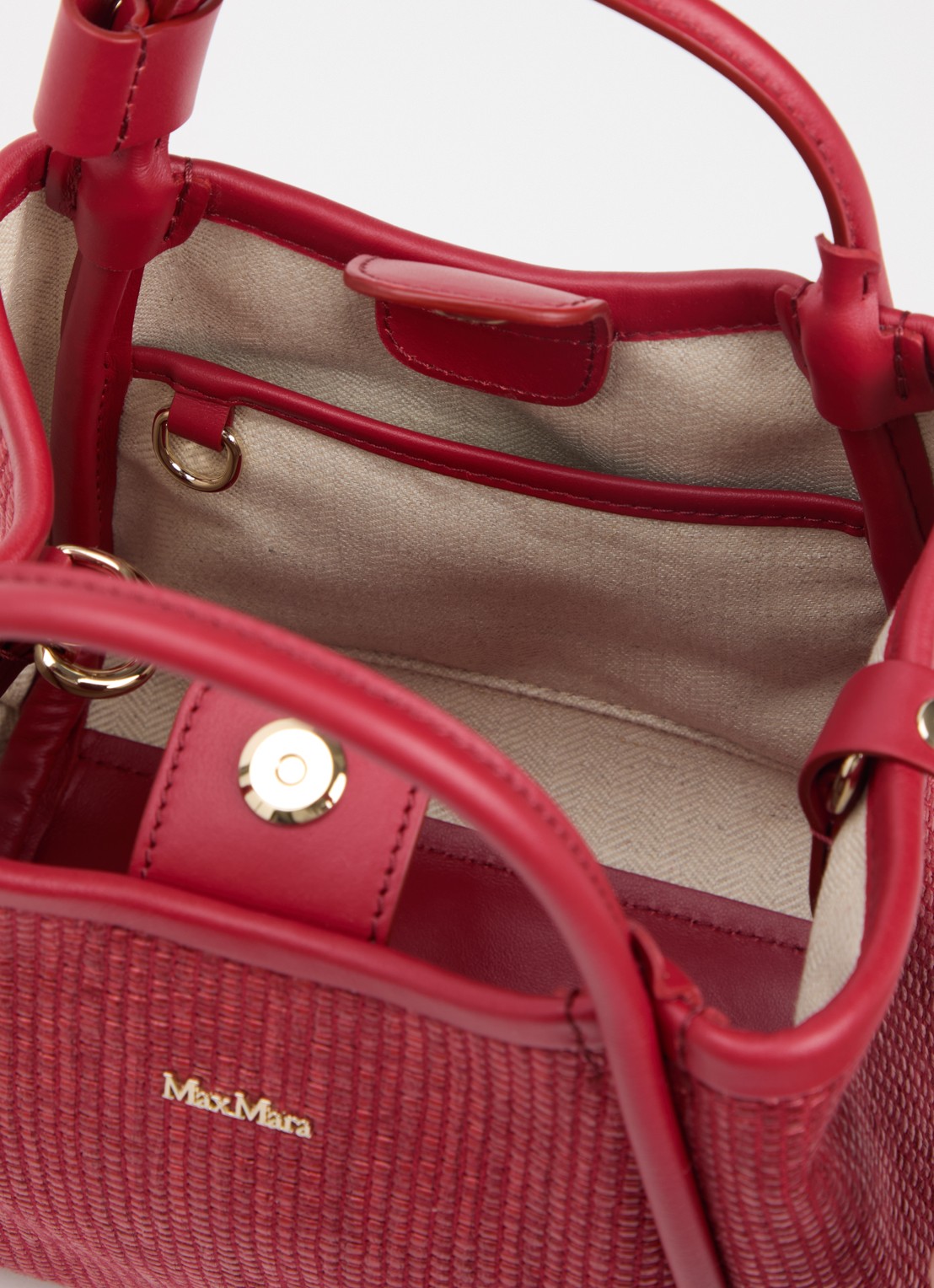 MaxMara Marine Extra Small handtas met details van leer en afneembare schouderriem - detail 2 cranberryrood