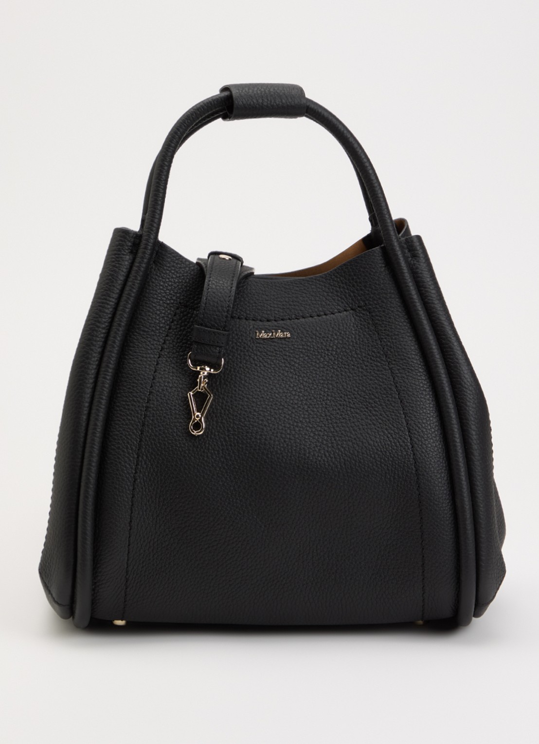 MaxMara Marins handtas van suède met details van kalfsleer  - voorkant 4 zwart