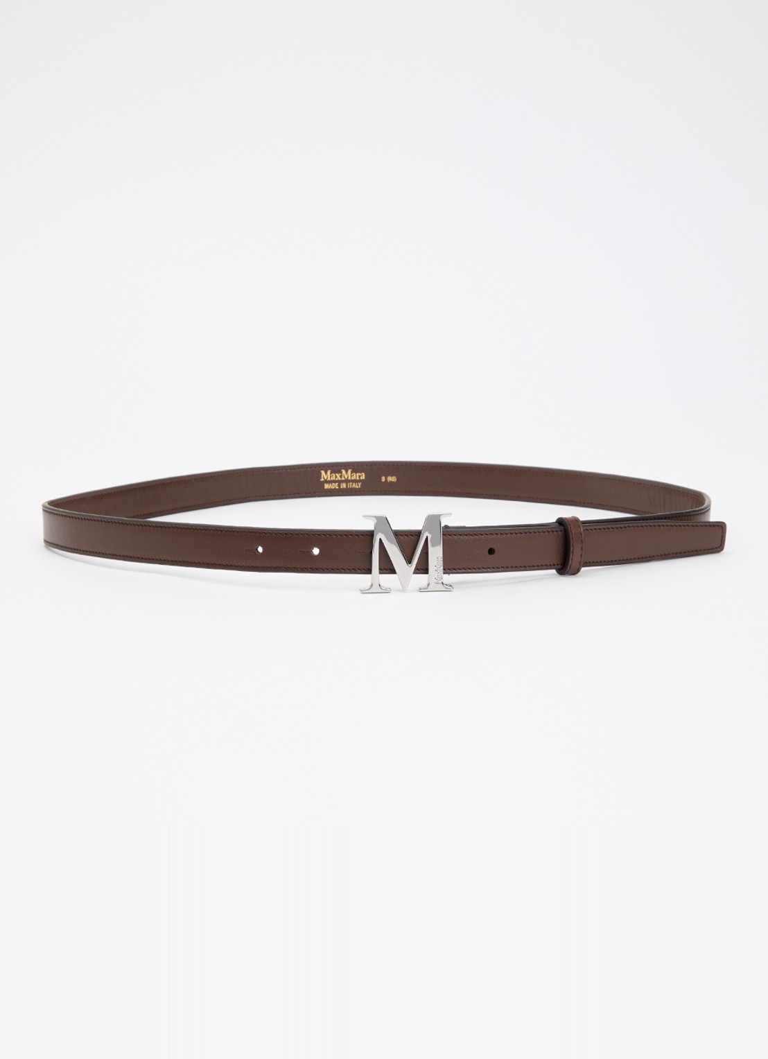 MaxMara Marrone Scuro riem van leer - voorkant donkerbruin