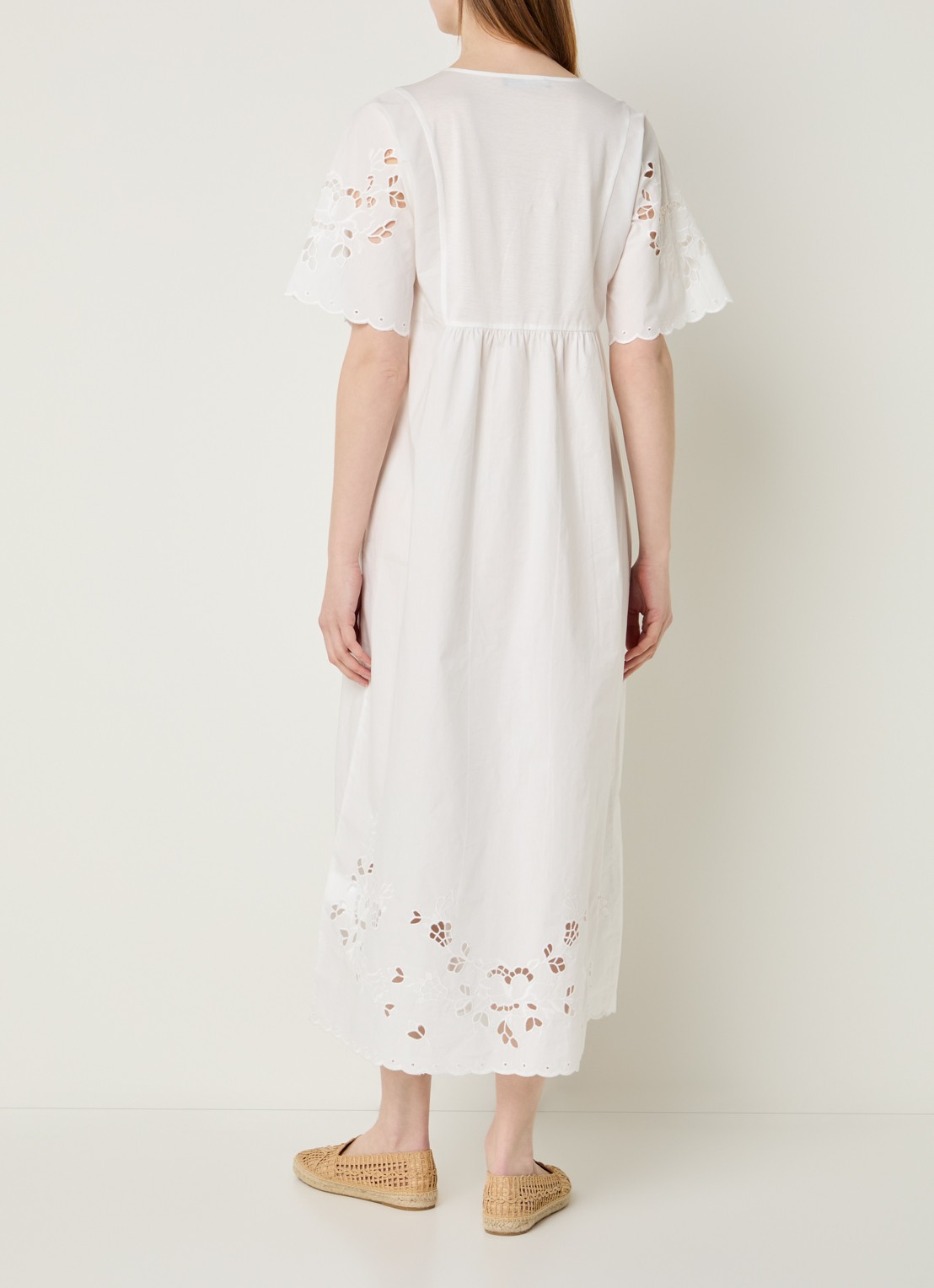 MaxMara Maxi jurk met borduring - achterkant wit