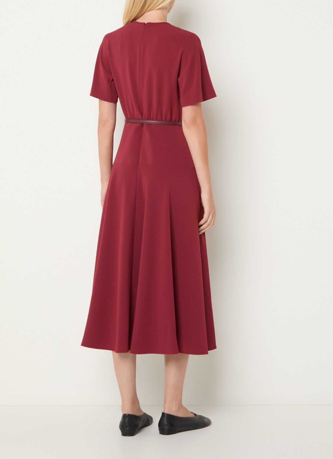 MaxMara Maxi jurk met ceintuur - achterkant 4 cranberryrood