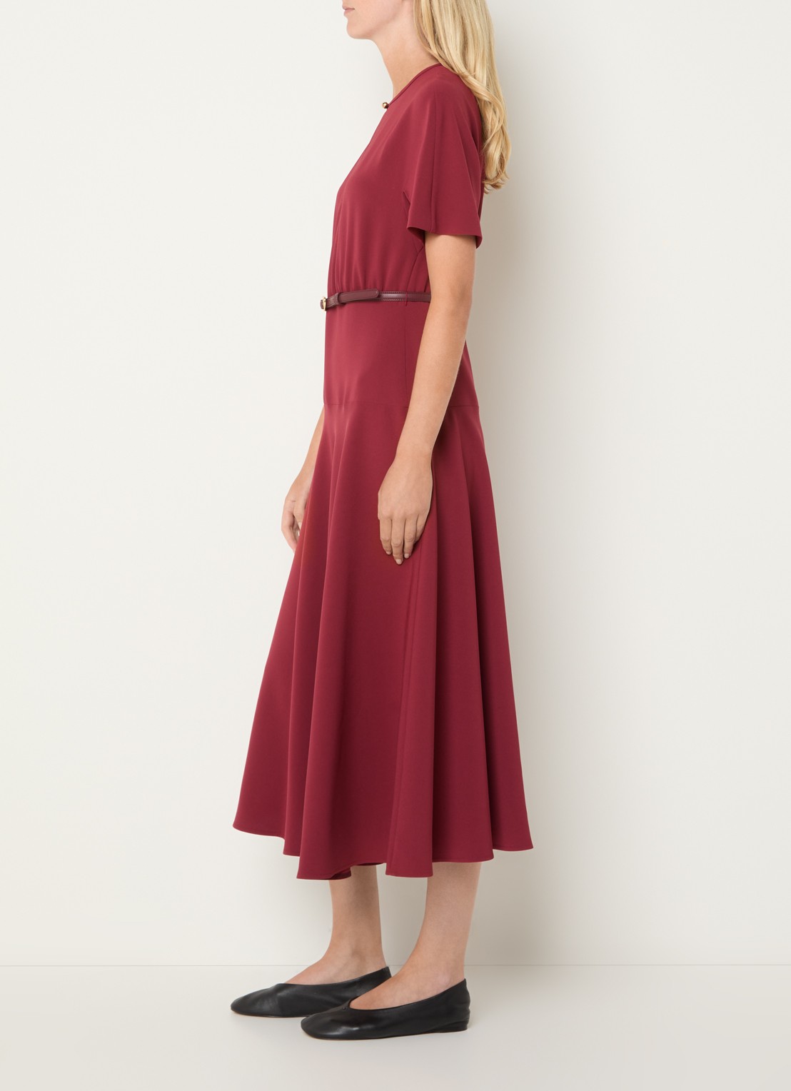 MaxMara Maxi jurk met ceintuur - voorkant 2 cranberryrood