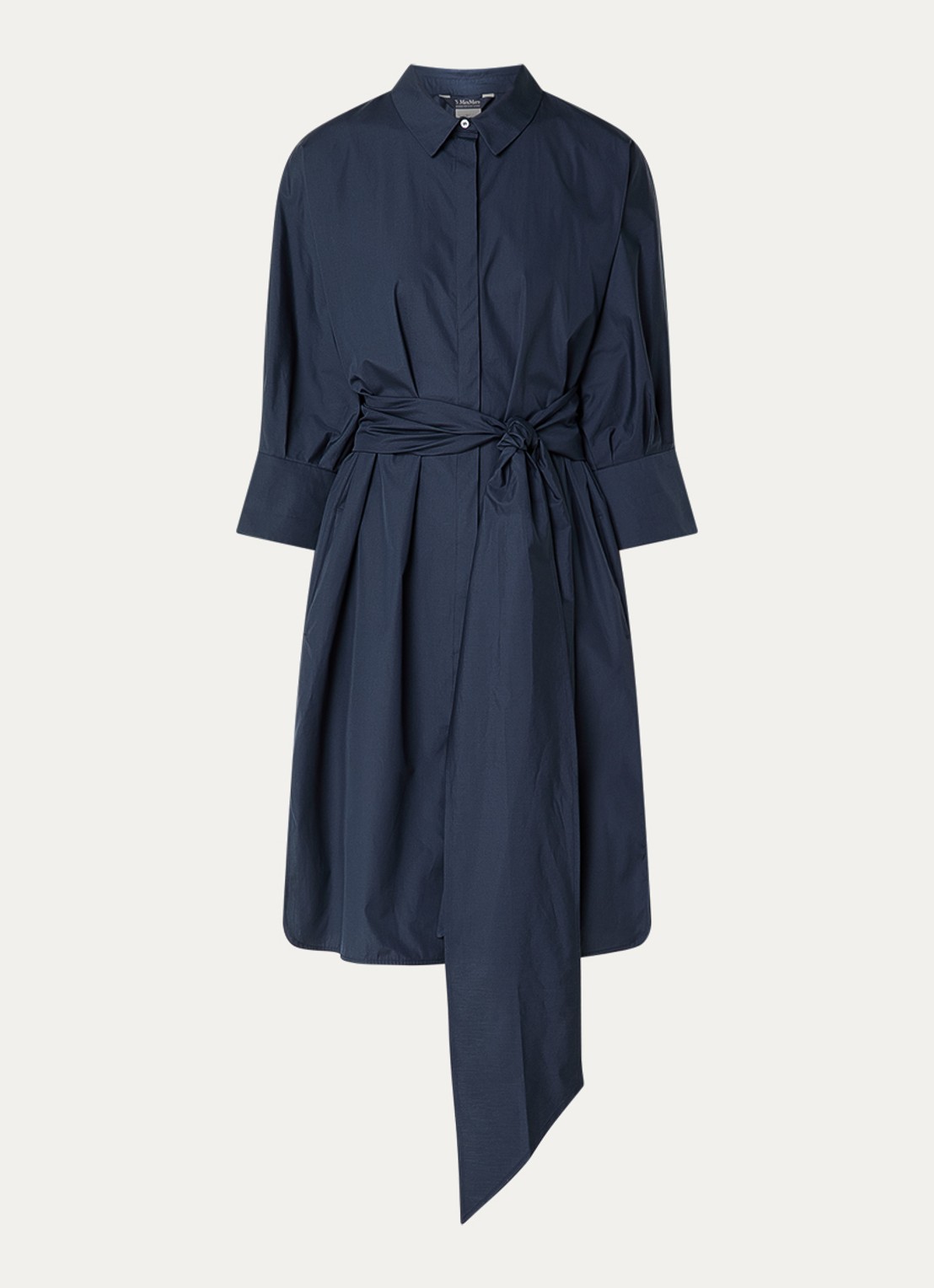 MaxMara Midi blousejurk met strikceintuur - voorkant 3 indigo